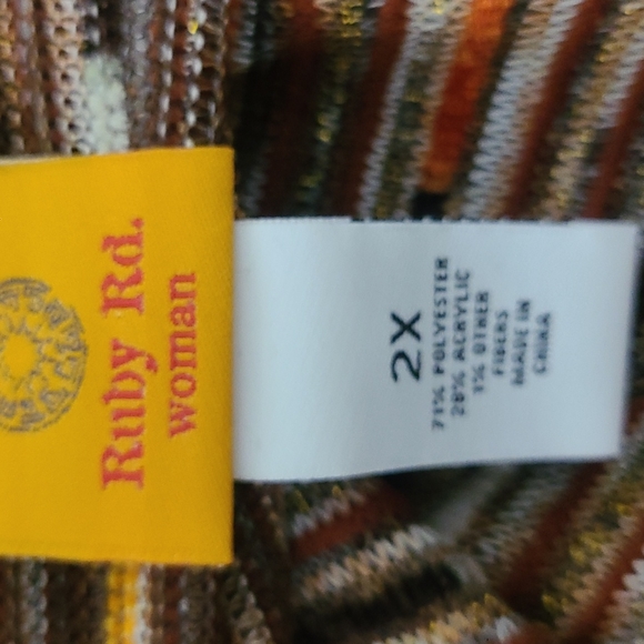 Ruby Rd. Women’s Textured Stripe Open-Front Cardigan 2X - Picture 8 of 9